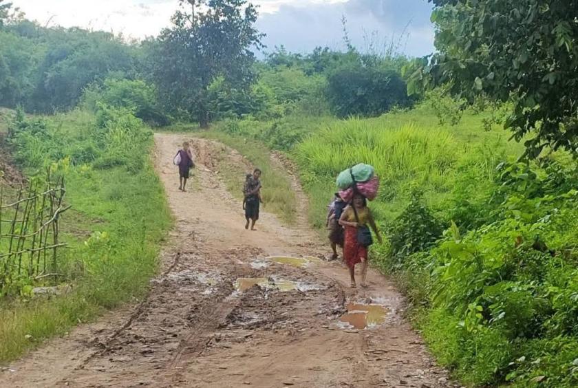 Clashes break out in Shwe Laung Village, Ottwin Township; local residents flee to safety, with...