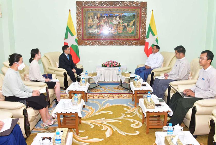 SAC member Lt-Gen Yar Pyae receives a delegation led by Ambassador Mr ...