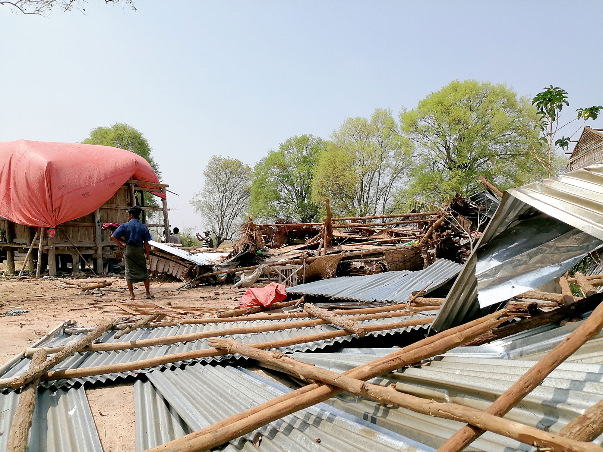 Strong wind destroys houses in Pyay Eleven Media Group Co., Ltd