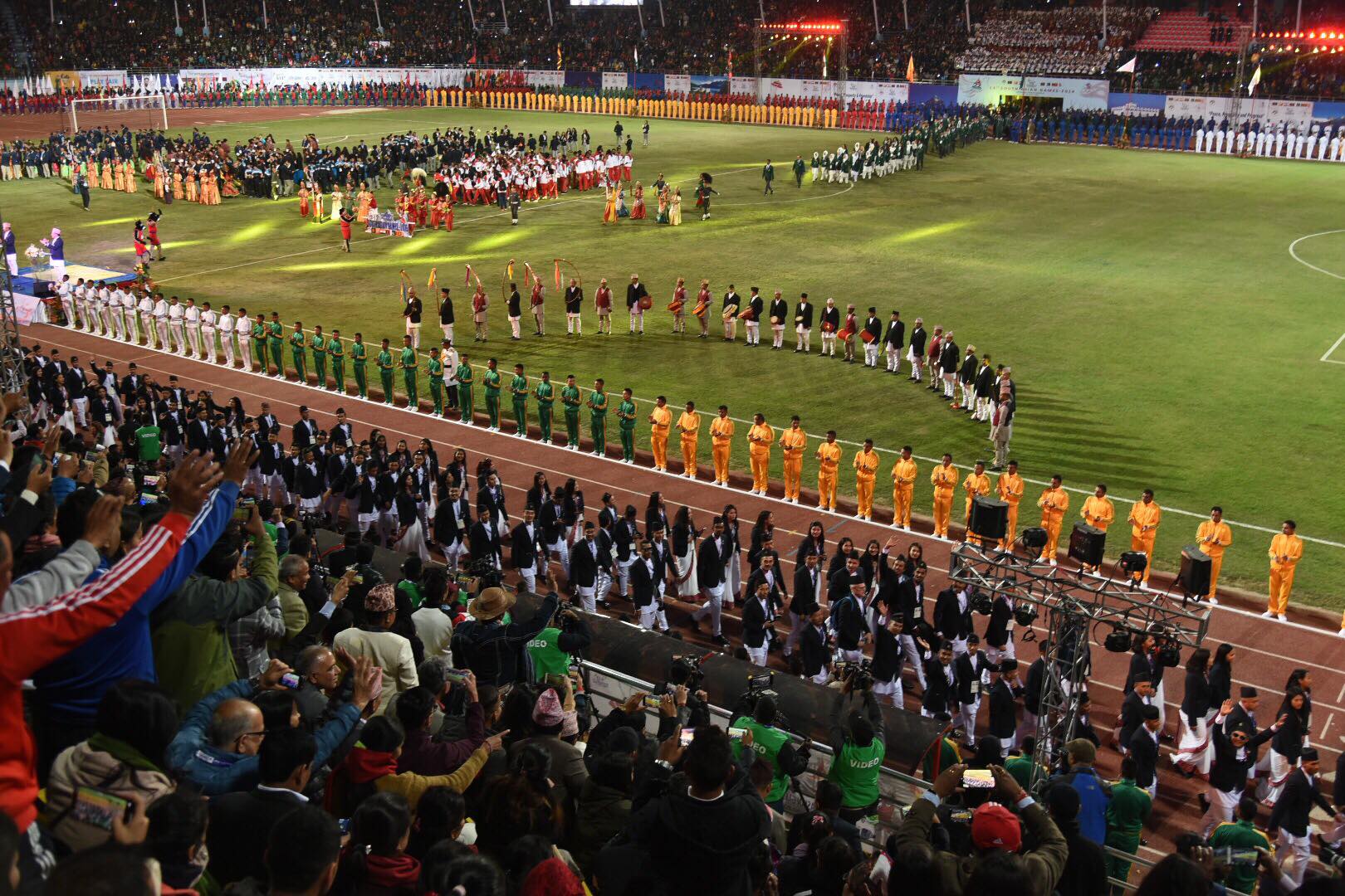 These photos show the official opening of the 13th South Asian Games