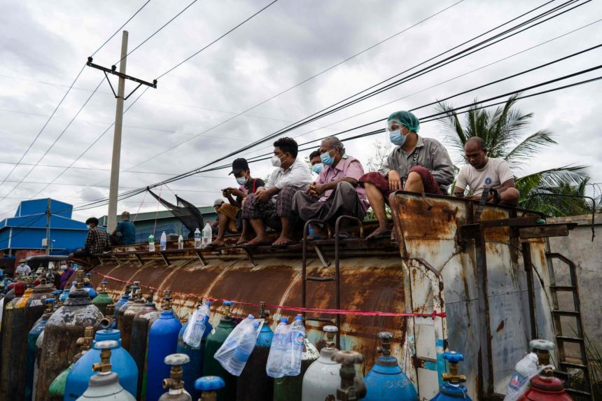 Desperate search for oxygen in Myanmar as latest Covid-19 wave...