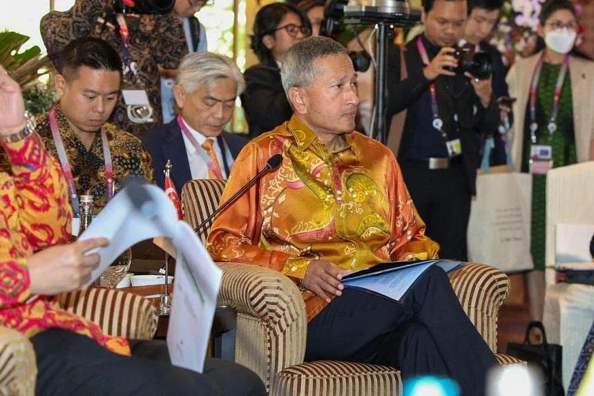 Foreign Minister Vivian Balakrishnan at the 56th Asean Foreign Ministers’ Meeting in Jakarta on Wednesday. PHOTO: MINISTRY OF FOREIGN AFFAIRS, SINGAPORE