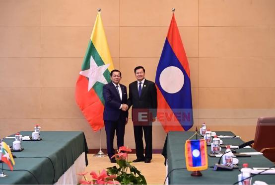 President U Min Aung Hlaing, while serving as Acting President and Chairman of the State Security and Peace Commission, meets Lao President Thongloun Sisoulith in China in early September 2025.