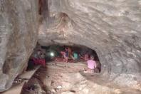 Caption - People fleeing the war seen in the cave due to the fighting in Kayin State (Photo: CJ)