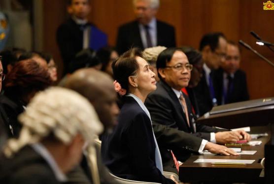 State Counsellor and Foreign Minister Aung San Suu Kyi at the International Court of Justice, The Hague, Netherlands on December 10.