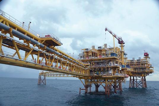 An offshore gas extraction site in Myanmar's waters (Photo-MOEE) 