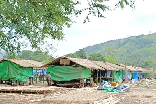 An IDP camp in Myebon Township. 