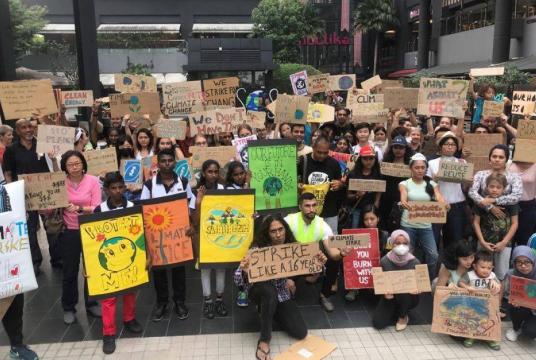 students, children and civil society members marching to raise awareness for action against Climate Change---Climate Action Now Pakistan's Twitter Account