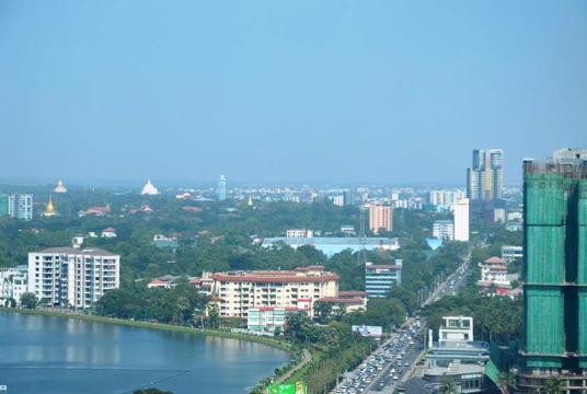 High-rise building in Yangon. 