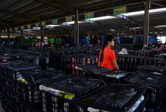 Fruit market in Muse 105th mile border trade zone. (Photo-Tun Nay Hlaing)