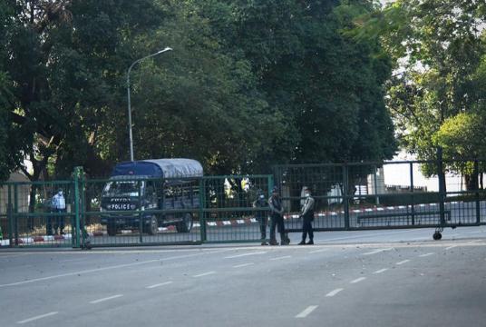 The road to Yangon International Airport has been closed(Photo-Kyi Naing)