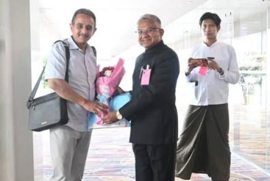 Caption: Indian government representative arrives in Yangon (Photo: Indian Embassy).