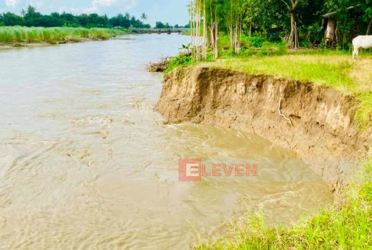 Photo--Creek banks damaged and collapsing due to erosion along Swa Creek, seen in September.