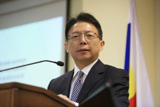 China Daily's Editor-in-Chief Zhou Shuchun speaks at the opening ceremony of the second China-Russia New Media Forum in Russia's southern city of Rostov-on-Don, on September 25, 2017. [Photo/China Daily] 