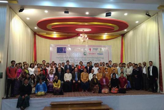 Attendees take photo at the launching ceremony of development peace project