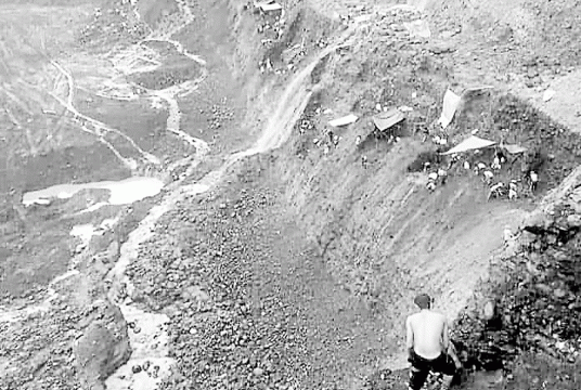 landslide occurs near Tharyargone village in Lonekhin village-tract, Hpakant Township.