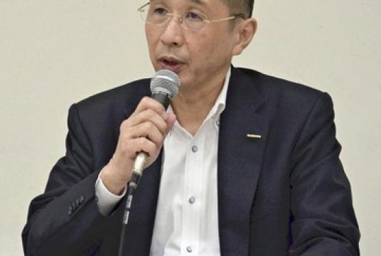 Nissan Motor Co. President and Chief Executive Officer Hiroto Saikawa speaks at a press conference at the company’s head office in Yokohama on Monday.