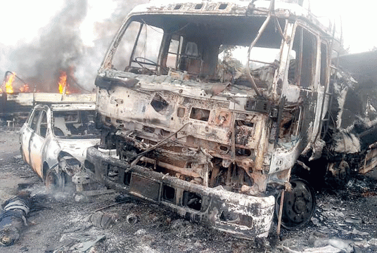 Vehicles were torched near Namtkut village in Kutkai Township by Northern Alliance Army. (Photo-Ko Myo)