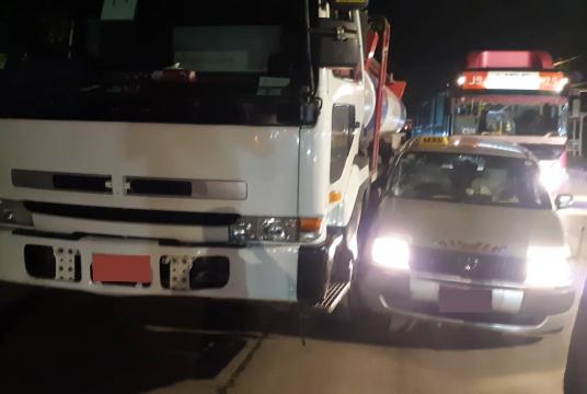 A traffic accident in North Dagon Township in Yangon. (Photo-Sithu Aung).