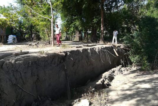 Ayeyawady riverbank erosion that took place in Pyingyi village, Padaung Township, in early December.