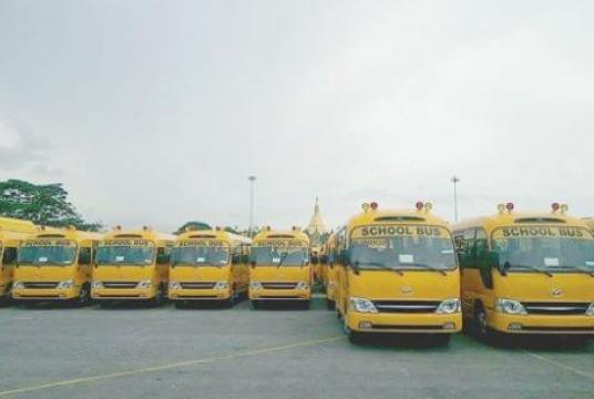 The school buses parked at People’s Park (Photo-Thuzar Myint)