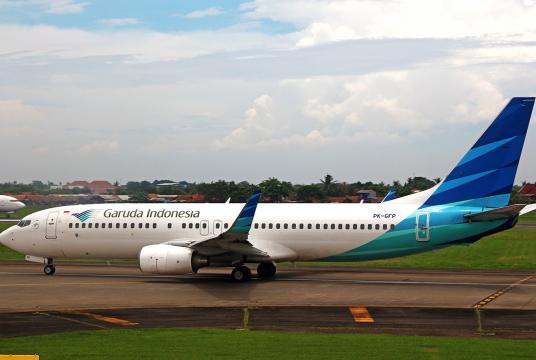 A Garuda Indonesia Boeing B737-800 aircraft taxis at the Soekarno-Hatta International Airport in Jakarta. (The Jakarta Post/Bagus BT. Saragih)