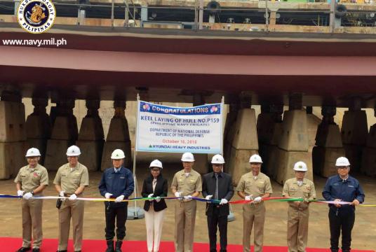 Keel-laying ceremony for BRP Jose Rizal in 2018./ PHILIPPINE NAVY