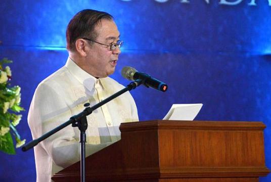 Foreign Affairs Secretary Teodoro Locsin Jr. delivers his remarks during the celebration of the 121st founding anniversary of the Department of Foreign Affairs on Wednesday, June 26, 2019. (Photo by CLARK GALANG / DFA-OSCR