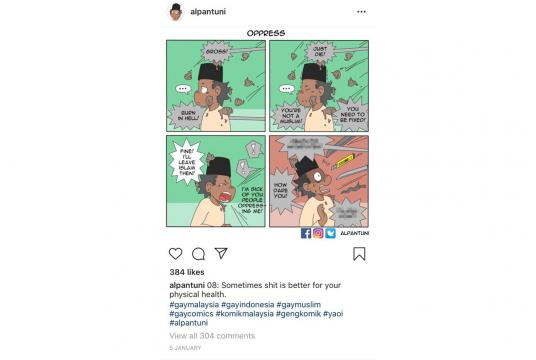A screengrab shows one of the comics uploaded on the account. (Instagram.com/alpantuni)