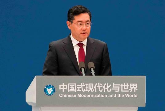 Chinese Foreign Minister Qin Gang attends the opening ceremony of the Lanting Forum in Shanghai, China, April 21, 2023. (Reuters/ALY SONG)
