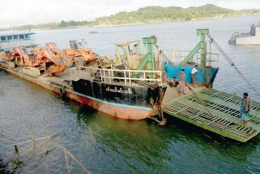 Landing craft Marine Princess was attacked by AA (Photo-Office of the Commander-in-Chief of Defence Services)