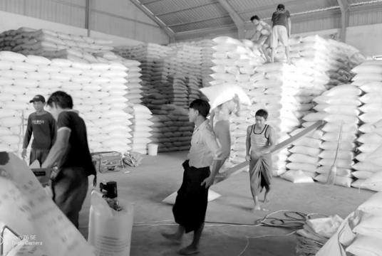 A rice wholesale center in Mandalay