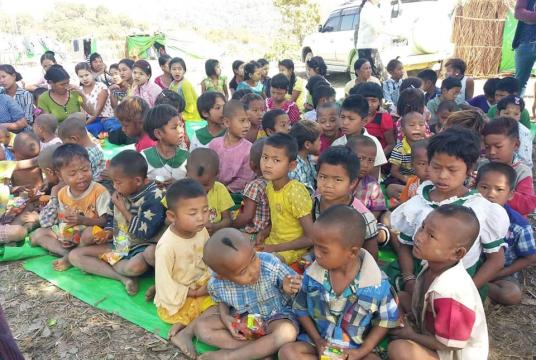 Children seen in the Pethadu Displaced Camp in Yathedaung Township, Rakhine State (Photo-Khaing Kaung San)