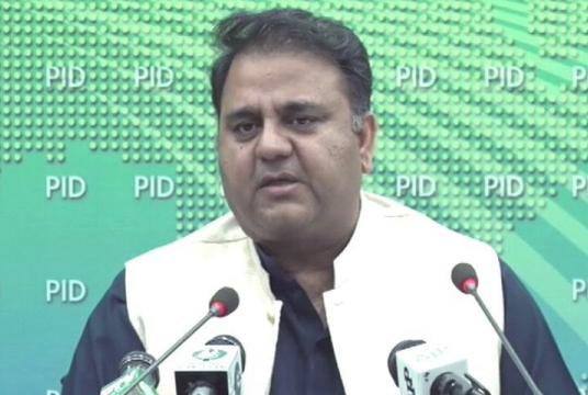 Information Minister Fawad Chaudhry held a detailed press conference on the birth of modern-day corruption in Pakistan on April 14. —DawnNewsTV