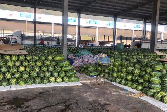A huge stockpile of watermelons at Wantain of China. (Photo-Tun Nay Hlaing).