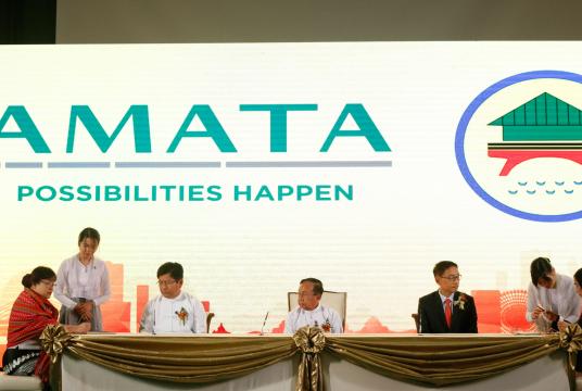Signing agreement ceremony to implement Yangon Amata Smart and Eco City