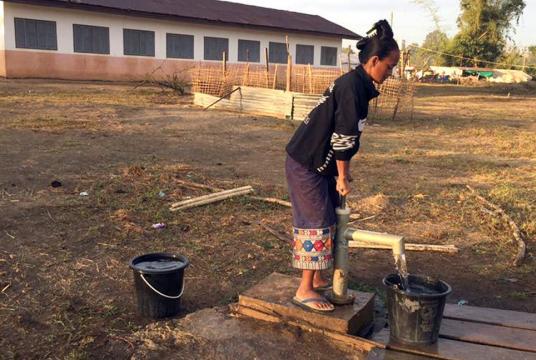 Water pumped from a shallow groundwater well at a camp for people displaced by last year’s Xe Pian-Xe Nam Noy dam disaster is often gritty with sediment but is still used in cooking./The Nation