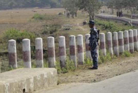 A border guard policeman on duty seen in Rakhine State on January 7 (Photo-Kyi Naing) 