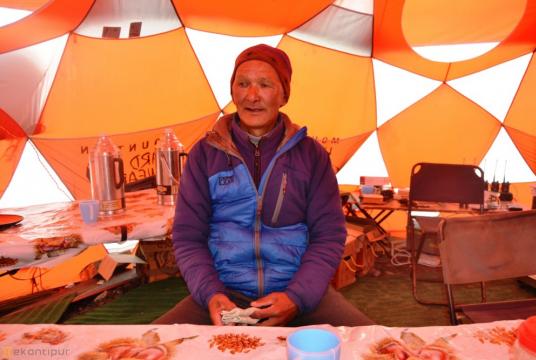 Aangkami Sherpa, 66, retired as an icefall docor this season after 21 years. Post Photo: Kumbha Raj Rai