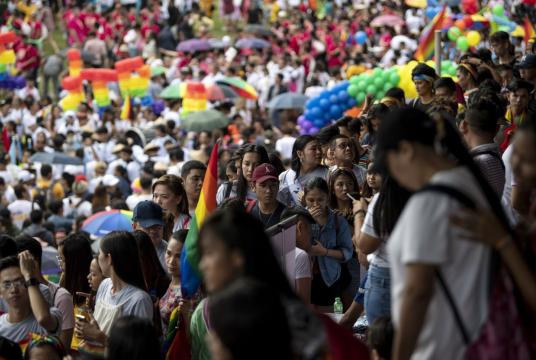 Philippine members and supporters of the LGBT community take part in a gay pride march calling for equal rights in Manila on June 29, 2019. Photo/AFP