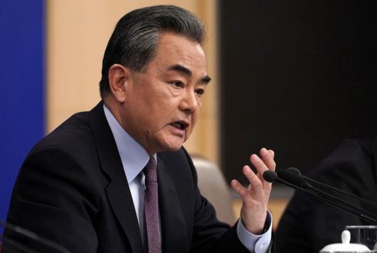 Chinese Foreign Minister Wang Yi speaks during a press conference on the sidelines of China's National People's Congress in Beijing, China on March 8, 2019.PHOTO: EPA-EFE