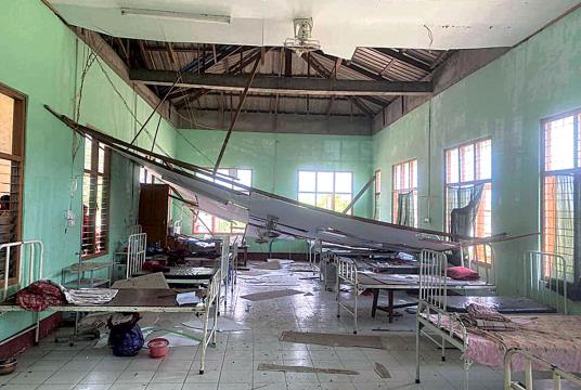 Ceiling collapsed at the station hospital