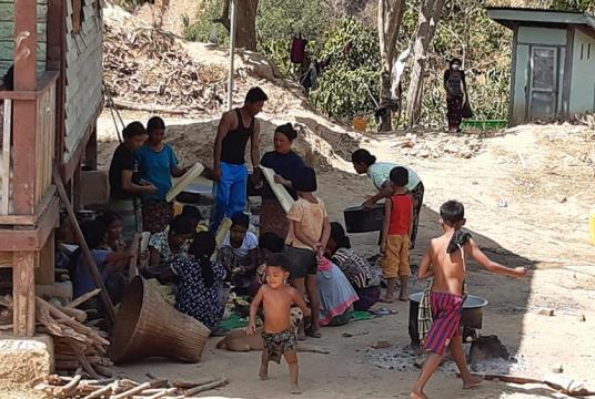 Displaced family from Paletwa Township, arrives in Semi Township.