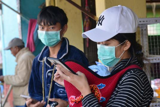People wearing face masks go round in Lashio (Photo-Tun Nay Hlaing, Naungpein) 