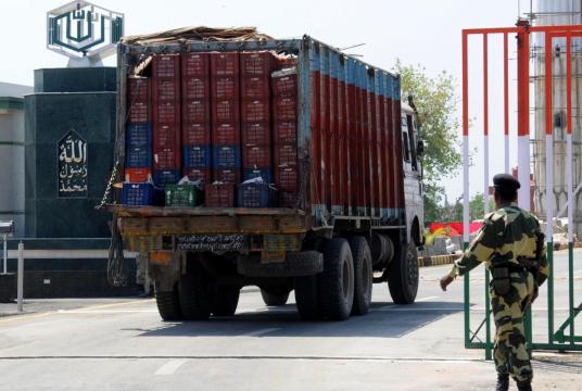Trucks at Attari-Wagah Road Integrated Check Post. (File Photo: IANS)