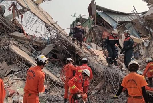 Photo Caption: Myanmar Fire Brigade personnel conducting rescue efforts in Mandalay Region (Photo: Myanmar Fire Brigade).