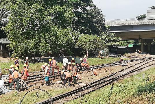 Upgrading work of circular railway near Insein flyover (Photo-Shun Le Win)