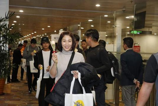South Korean tourists at Yangon International Airport.