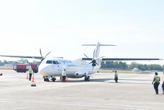 The new ATR aircraft seen at Yangon International Airport.