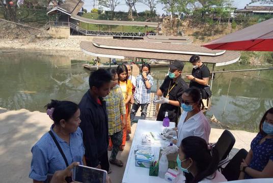 Screening process is made at a jetty in Moei River